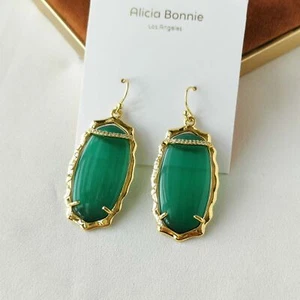 Alicia Bonnie Gold Charlotte Ohrhänger grüne Katzenaugen neu mit Etikett - Bild 1 von 3