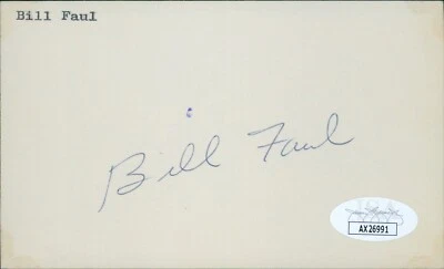 Bill Faul Detroit Tigers Signed 3x5 Index Card JSA Authenticated - Image 1 of 2