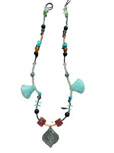 Collier vintage multi pierres précieuses, verre et perles argentées 24" d'Israël excellent état - Photo 1/7