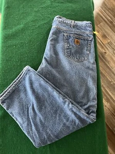 Vintage Made In USA Carhartt Jeans Lined Excellent! 39x30 Actual - Picture 1 of 12