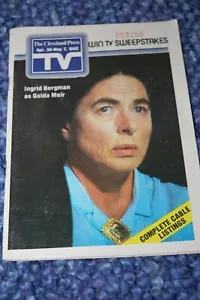 GUIDA TV VINTAGE CLEVELAND PRESS APR. 30-7 MAGGIO 1982, INGRID BERGMAN AS GOLDA ME - Foto 1 di 7
