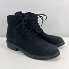Blondo Black Suede Leather Lace Up Combat Ankle Boots Waterproof Size 8