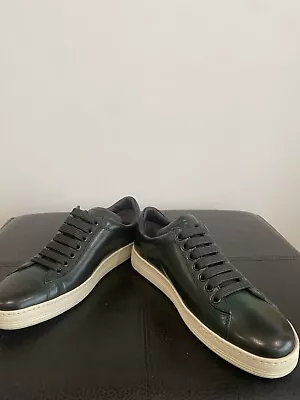 Tom Ford Women's LeatherUS 8.5 / EU 38+ Russel Mimetico Green Low-Top Sneakers - Image 1 of 4