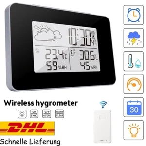 Funk-Wetterstation Innen Außensensor Thermometer Hygrometer digital LCD Uhr - Bild 1 von 11