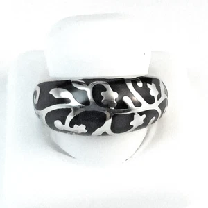 ANILLO DE RESINA NEGRA FLORAL VID ACERO INOXIDABLE, TALLA-7 - Imagen 1 de 6