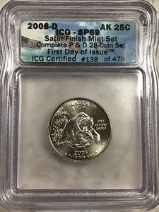 2008 D Satin Finish Alaska Washington Quarter Dollar ICG-SP69 - Picture 1 of 2