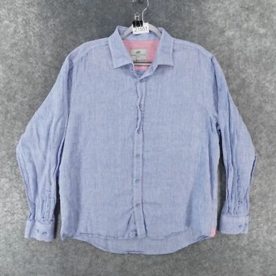 Report Collection Shirt Mens Extra Large Long Sleeve Button Up Blue Linen - Image 1 of 4