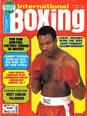 Larry Holmes Autographed Signed International Boxing Magazine Cover PSA/DNA - Image 1 of 2