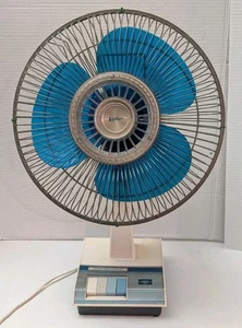 Vintage Lasko 12” Oscillating Blue Blades Desk Fan 3 Speed Type 12 WORKS READ  - Picture 1 of 8