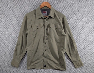 WRANGLER Outdoor Series ATG Men's Khaki Green Hiking Walking Button Shirt S - Image 1 of 4