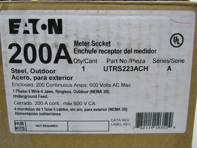 Eaton Cutler Hammer Ringless Meter Socket 200 Amp - Image 1 of 4