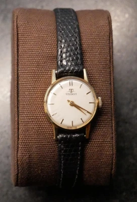 18K Gold Tissot Ladies Manual Wind Watch - Leather Band - needs service/repair - Image 1 of 4
