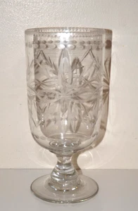 Mid 19thC. Celery Glass with Ground Boarders & Geometric Symmetric Patterns 9"H - Picture 1 of 6