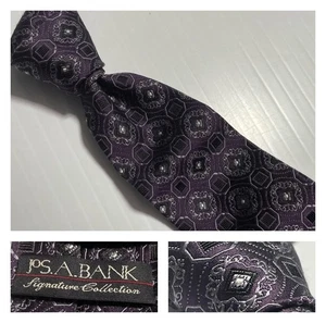 JOS A BANK charakteristische lila silberne Medaillon dekorative gewebte Seidenkrawatte - Bild 1 von 11