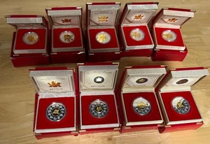 Royal Canadian Mint unvollständiger (9) Lunar 15 $ Silbermünzensatz OGP/COA - Bild 1 von 9