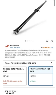 Rear Drive Shaft – Fits Honda Pilot & Acura MDX AWD 2016–2020 - Image 1 of 4