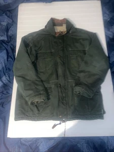 American Eagle Jacket Mens L Green Chore Barn Coat Flannel Lined Corduroy Collar - Picture 1 of 23