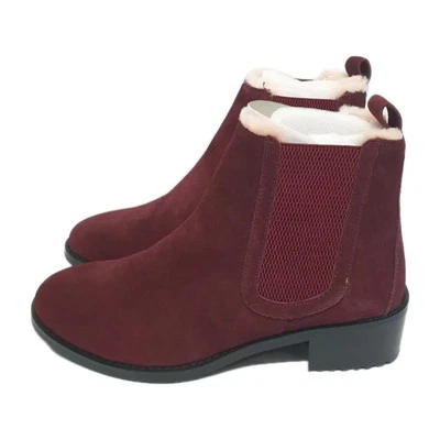 EMU AUSTRALIA Emu Ellin wasserdichte burgunderrote Wildleder-Stiefeletten Damengröße UK 7 REF SH1