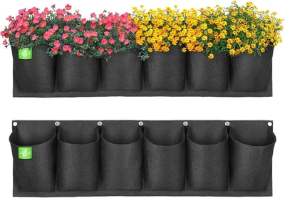 6 Pockets Hanging Planters for Outdoor Plants, One Pack Wall Planter Vertical Ga - Image 1 of 4
