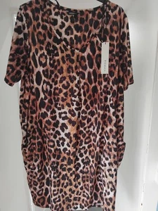 Vestido estampado leopardo romano para dama - talla 20 - con bolsillos nuevo con etiquetas - Imagen 1 de 8