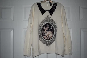 Maglione maglia Thorn & Fable Jackalope effetto invecchiato Goblincore Whimsigoth taglia XL - Foto 1 di 17