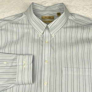 Roundtree & Yorke Gold Label Dress Shirt Mens 3XT Blue w/Brown Stripes No Iron - Picture 1 of 10