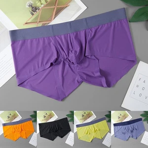 12) Calzoncillos boxer transparentes cómodos de seda helada para hombre con bolsa abultada - Imagen 1 de 20