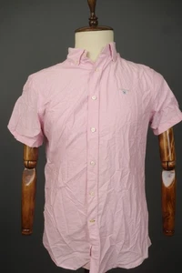 Barbour Pink Cotton Collared Short Sleeve Tailored Fit Button-Down Shirt Size S - Picture 1 of 14