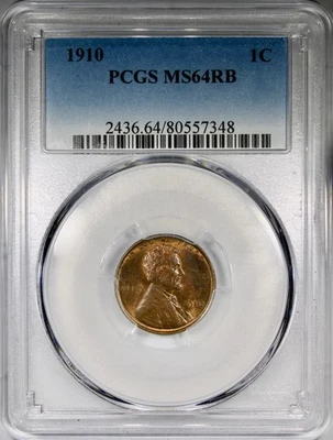 1910 Lincoln Cent PCGS MS64RB RED BROWN Color Better Date 1C - Image 1 of 4