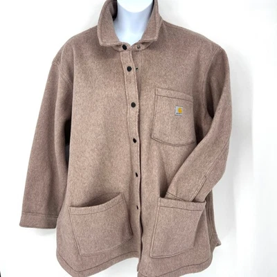 Carhartt Womens Loose Fit Fleece Shirt Jacket Muted Pink Size 3X (24W-26W) NEW - Image 1 of 4