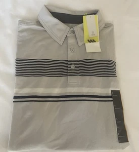 Small New Men's Target All In Motion Silver Striped Golf Polo Shirt - Picture 1 of 8