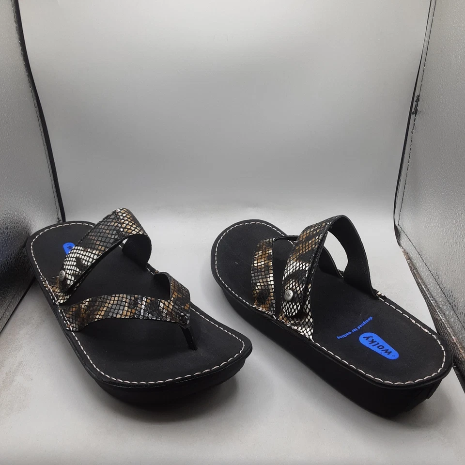 Wolky Tahiti Sandals Women's 9-10M EU41 Congo Suede Bronze Snake Embossed  - Image 1 of 4