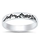 Mountains Engrave Stackable Ring 925 Sterling Silver 3.5Mm Size 5-10