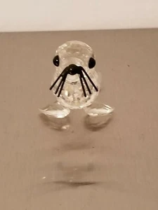 Vintage Beautiful Swarovski Crystal Seal Figurine W/Black Whiskers No Box - Picture 1 of 3