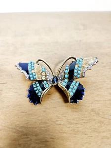 JOMAZ Enameled & Turquoise Bead Figural Butterfly Vintage Brooch Damaged - Picture 1 of 10
