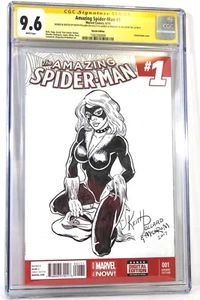 Amazing Spider-Man 1 CGC 9.6 SS Black Cat Signed Sketch Keith Pollard Al Milgrom - Picture 1 of 5
