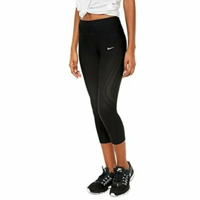 NEW! NIKE Womens POWER Epic Running Crop Pants/Capris~SZ:XS~-Black ]801043-010 - Image 1 of 3