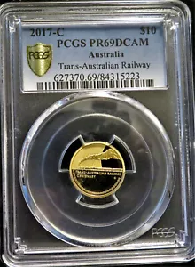 2017-C Australia Trans-Australian Railway $10 Gold PCGS PR69DCAM * RARE POP 3/1 - Picture 1 of 3