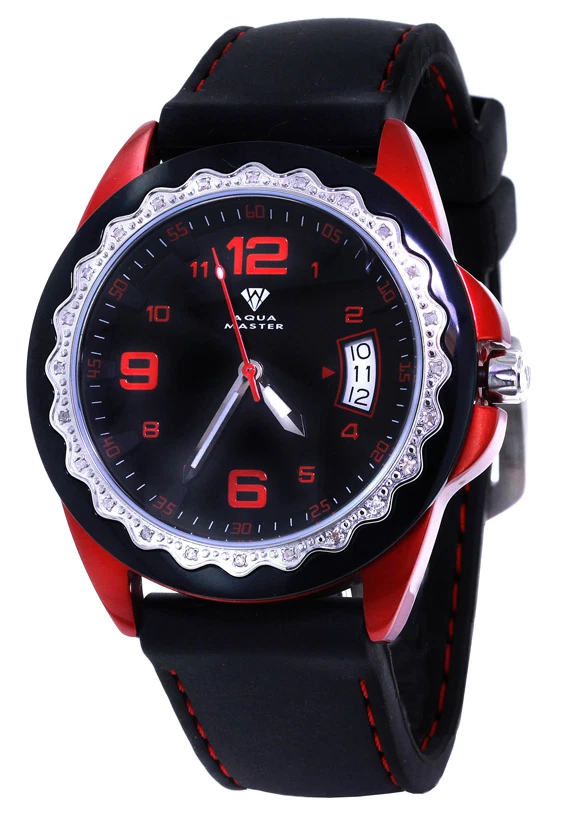 Aqua Master Women's Aluminum Case Black Dial Rubber Band Watch W#334 119