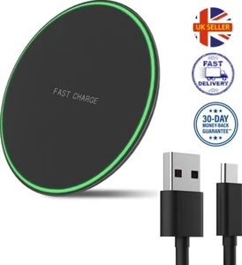 UK Fast Wireless Charging Pad 15W Qi Universal phone Charger & iPhone & Samsung - Picture 1 of 10