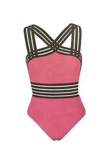 HILOR WOMEN'S ONE PIECE SWIMWEAR FRONT CROSSOVER HOLLOW BATHING SUITS - Picture 1 of 4