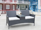 2 Seater Loveseat Garden Patio W/ Tea Table Outdoor Furniture Rattan Sofa Chair
