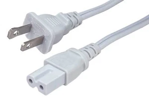 Cavo SF 3 piedi 18 AWG 2 slot cavo di alimentazione polarizzato da IEC320C7 a NEMA 1-15P - bianco - Foto 1 di 8
