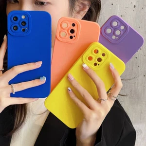 Candy Color Camera Protector Silicone Phone Case For iPhone 14 13 12 11 Pro Max - Picture 1 of 18