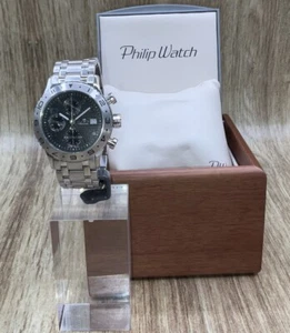 Philip Watch 7750 Automatic Chronograph Men's Watch 42mm Original SS Bracelet - Picture 1 of 9