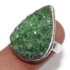 925 Silver Plated-titanium Druzy Ethnic Gemstone Ring Jewelry Us Size-7 Au K753