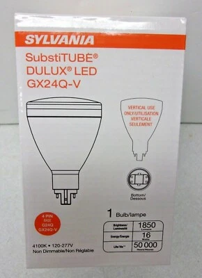Sylvania Substitube Dulux LED Bulb GX24Q-V, 4100k, 4 pin base, 16 w, non-dimming - Image 1 of 4
