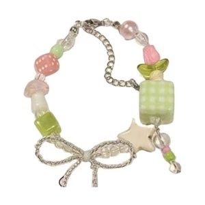 Charming Bowknot Detail Beaded Wristband Jewelry In Gentle Cream Colored Beads - Bild 1 von 8