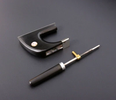 New Upright Bass Bow Frog Screw German Bow Ebony Frog Sterling Silver Mounted - Image 1 of 4