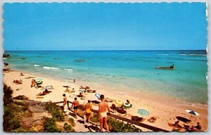 Warwick Parish Bermuda Bermudiana Beach South Shore Sunbathers Swimmers Postcard - Bild 1 von 2